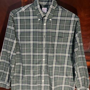 Brooks Brothers Olive Plaid Button Down Shirt